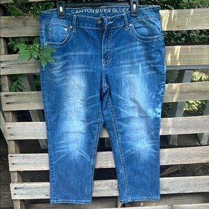 Canyon River Blues Blue Ankle Cropped Jeans Distressed